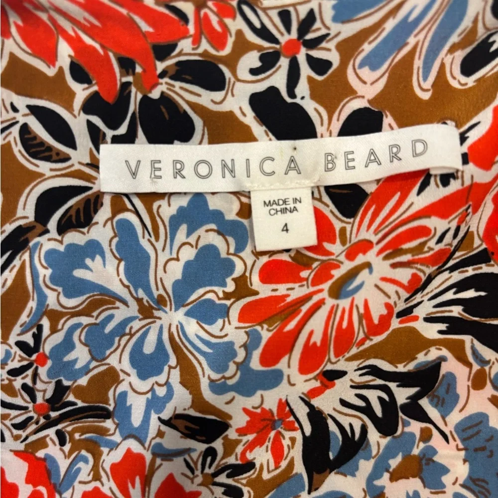 VERONICA BEARD Soheyla Ruched Floral-print Silk-blend Crepe dress size 4 - Picture 8 of 9